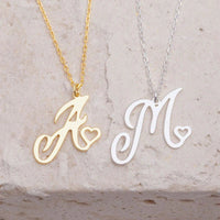 Cursive Initial Letter Pendant Necklaces