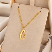 Cursive Initial Letter Pendant Necklaces