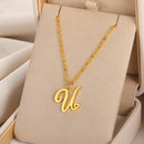 Cursive Initial Letter Pendant Necklaces