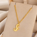 Cursive Initial Letter Pendant Necklaces