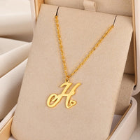 Cursive Initial Letter Pendant Necklaces