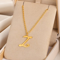 Cursive Initial Letter Pendant Necklaces