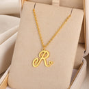 Cursive Initial Letter Pendant Necklaces