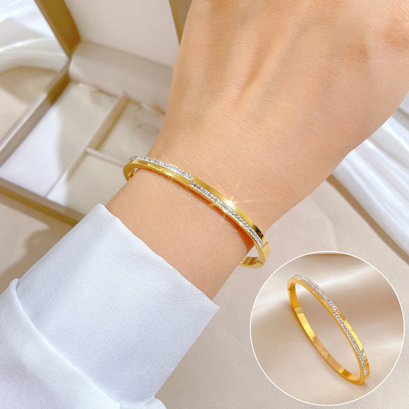 Aera Crystal Gold Bangle