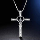 Blessed Zirconia Heart Cross Necklace