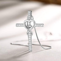 Blessed Zirconia Heart Cross Necklace