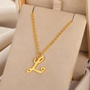 Cursive Initial Letter Pendant Necklaces