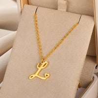 Cursive Initial Letter Pendant Necklaces