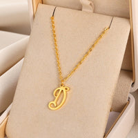 Cursive Initial Letter Pendant Necklaces