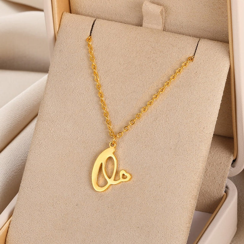 Cursive Initial Letter Pendant Necklaces