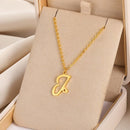 Cursive Initial Letter Pendant Necklaces